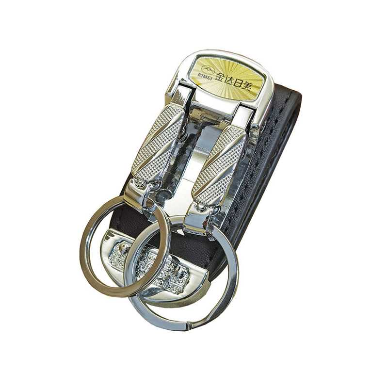 极速金达日美皮质钥匙扣穿皮带男士腰挂钥匙炼双环T不锈钢钥匙圈