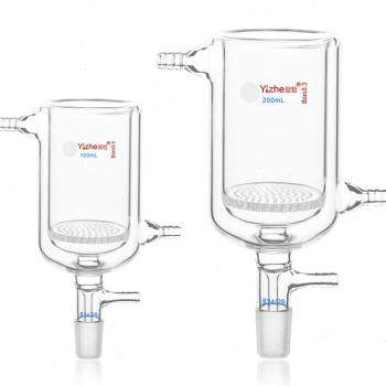 极速厂销夹套玻板漏斗双层玻璃抽滤漏斗玻璃孔板过滤W漏斗夹层保