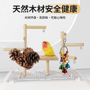 新品鹦鹉实木站架笼m顶游乐场放风站架牡丹玄凤虎皮笼子造景布景