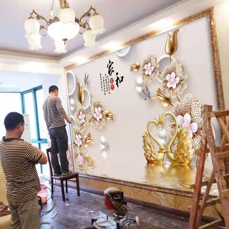 极速北欧8d电视g背景墙壁t纸5D立体简约大气客厅装饰壁画大气3D影图片