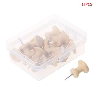 极速15Pcs Nautral Corpk Wooden Pushpins Thumbtack Board Pins