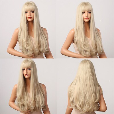 极速HENRY MARGU lLong Natural Wavy Platinum Blonde Wigs with