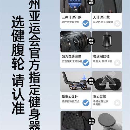 新品新款健腹轮自动回弹腹肌w轮瘦肚子神器收腹卷腹轮家用运动健