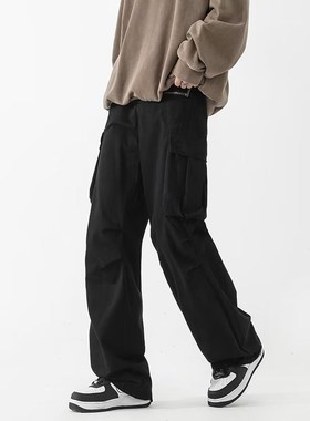 极速美式bins复古纯棉工装裤男春秋季潮牌痞帅宽松百搭机能休闲直