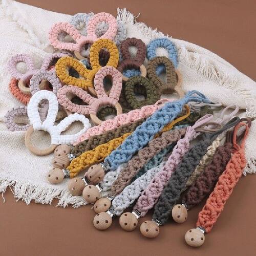 极速Pacifier Clip Rabbit uEars Rattle Teether Infant Teethin