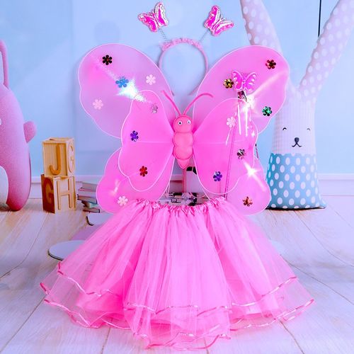 极速小女孩背饰发光儿童魔法棒礼物女童礼K物公主天使表演道具蝴