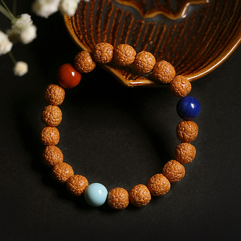 新品金刚菩提子手串m男女佛珠手链龙纹尼泊尔蜜蜡生肖本命年转运