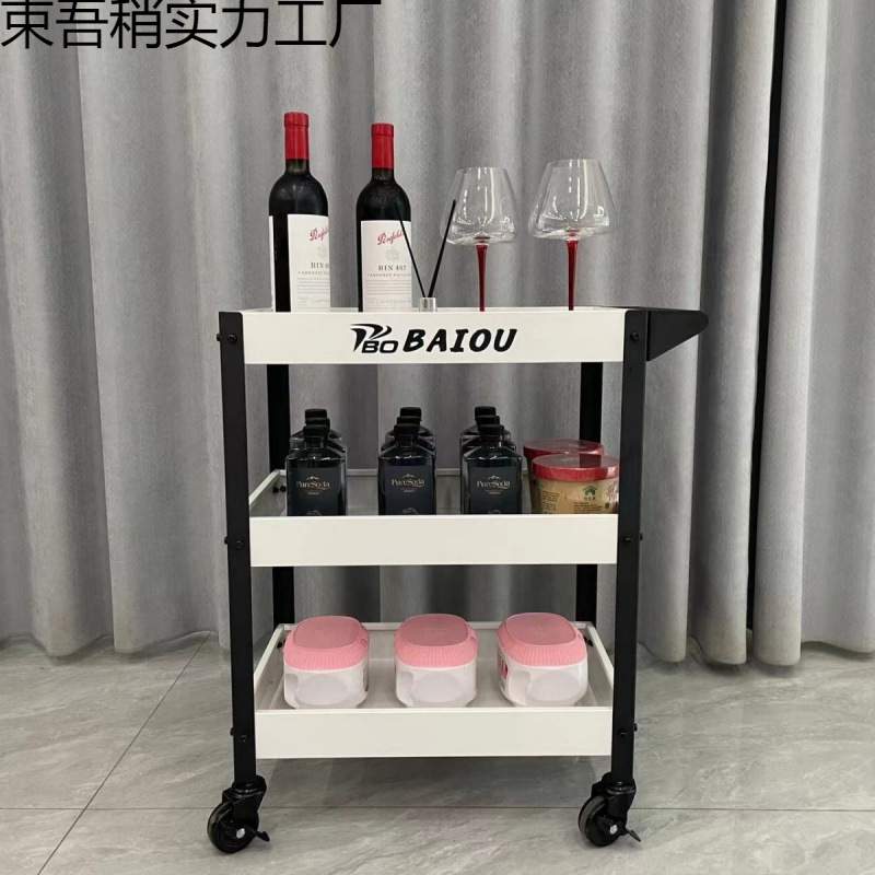 绿色三层小推车工业风工具车手推车静音滚轮收纳零件移动花架绿植