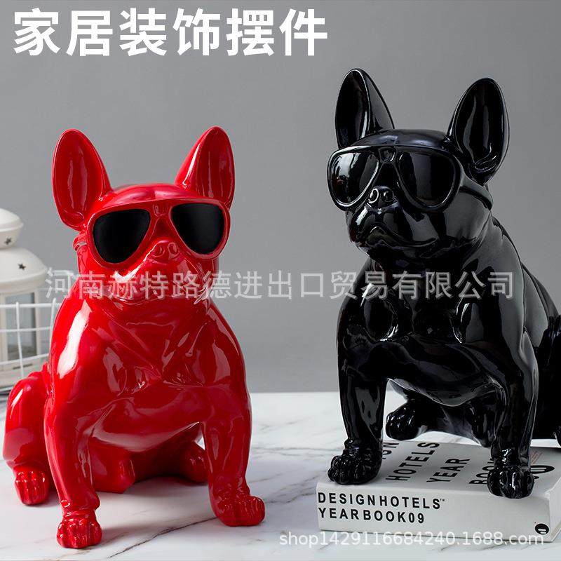 墨镜狗摆件犬北欧简约轻奢风创意家居饰品摄影道具橱窗摆件狗模特