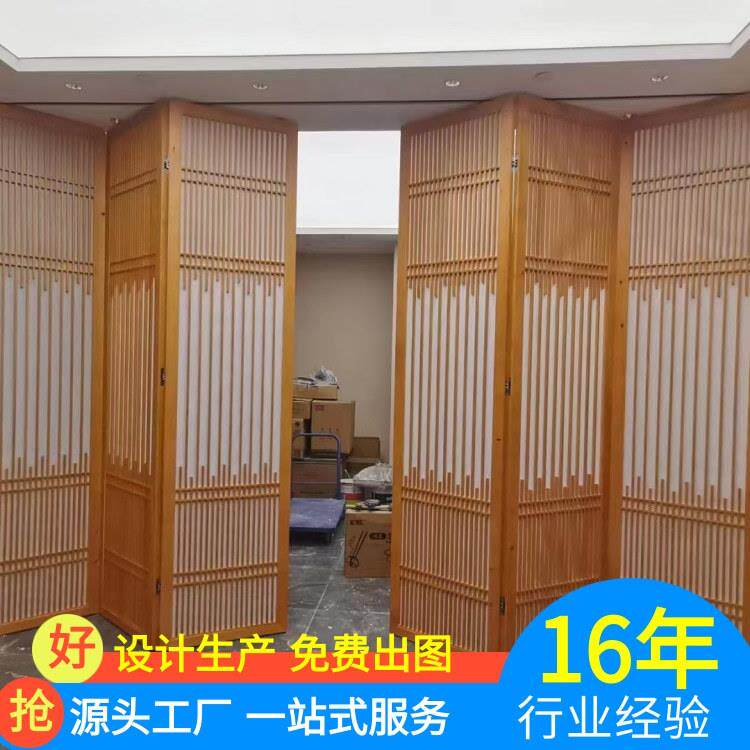 日式实木质屏风隔断花格玄关新中式实木折叠门推拉门餐厅民宿移门