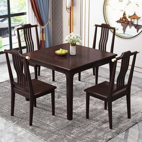 正方形全实木餐桌小户型家用小方桌现代中式休闲木桌出租房小茶桌