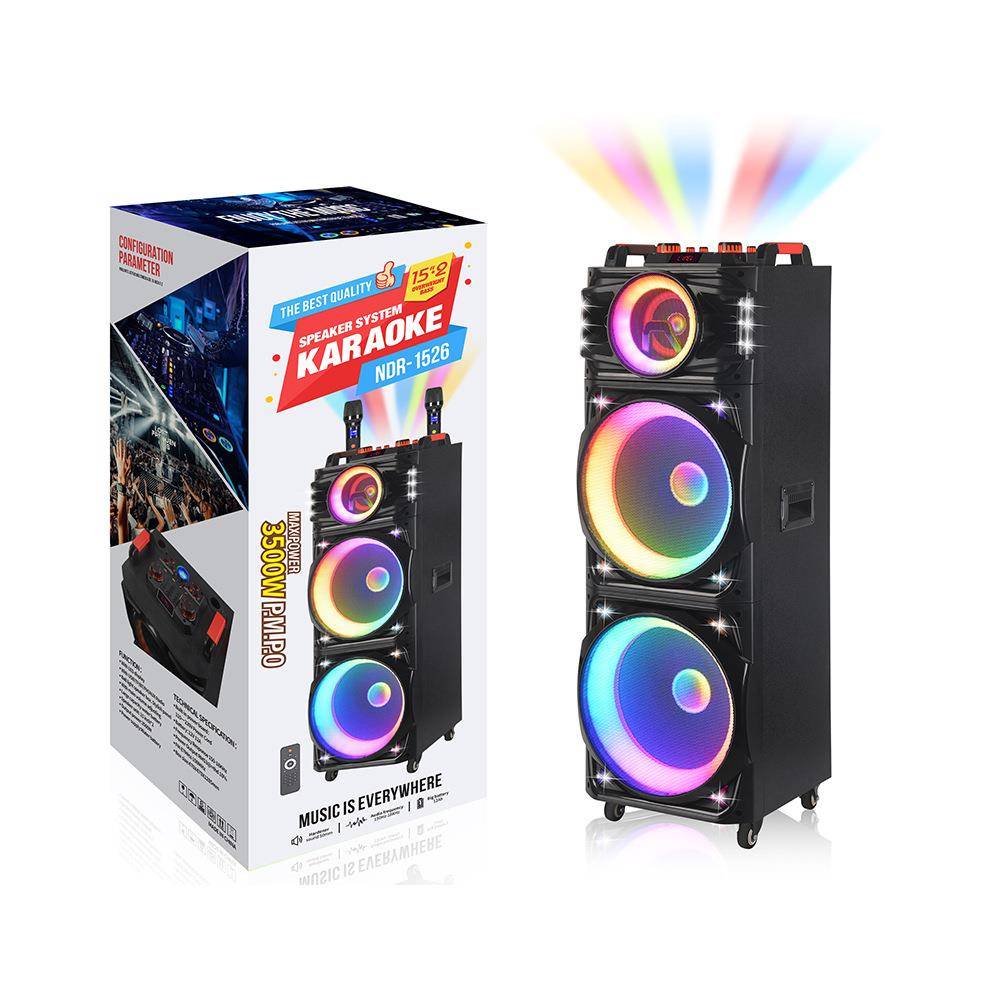 宁大工厂现货100W大功率双12寸音响蓝牙音响双咪超重低音炫酷LED