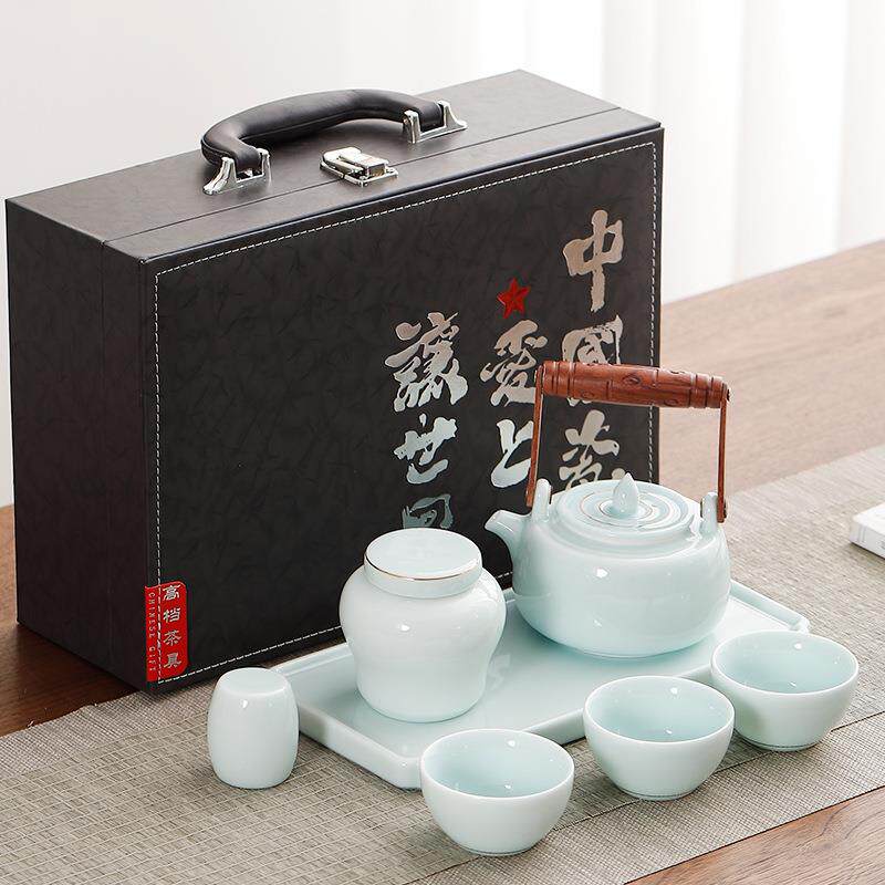 影青瓷便携旅行茶具套装户外功夫陶瓷简约日式茶壶茶杯干泡盘茶具