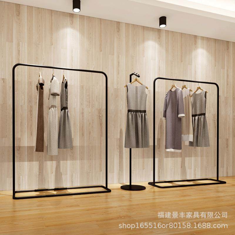 服装店铁艺黑色展示架落地式侧挂衣男女装童装陈列货架简约中岛架