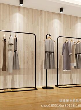 服装店铁艺黑色展示架落地式侧挂衣男女装童装陈列货架简约中岛架