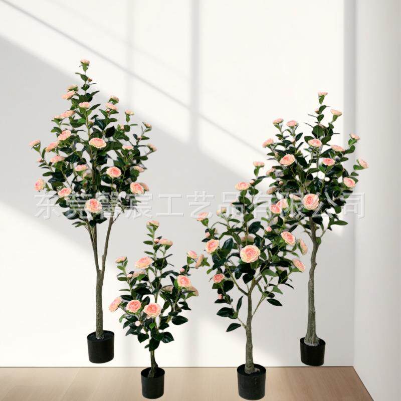 仿真茶花树山茶花家居装饰仿真花假花酒店装饰婚礼布