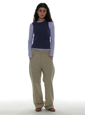 可拆卸两件套 韩国正品 PARTIMENTO 2025秋季撞色修身长袖T恤