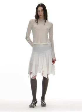 韩国正品 PARTIMENTO 2025春夏新款国内现货迷你褶皱不规则半身裙