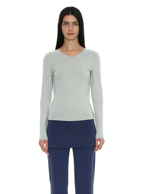 PARTIMENTO 韩国正品 2025SS新款经典款V领长袖T恤上衣韩系简约风