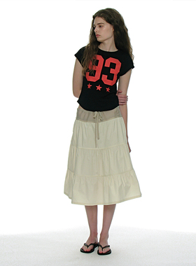 分层褶皱设计 韩国正品 PARTIMENTO 25SS时尚休闲系带层叠半身裙