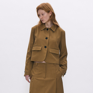 韩国正品 PARTIMENTO 春季新款女款柔软休闲单排扣短外套