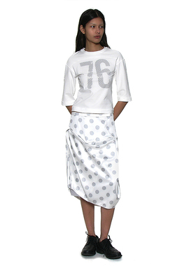 设计感a字波点半身裙 韩国正品 PARTIMENTO 中长款不规则醋酸裙