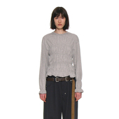 高弹褶饰圆领长袖 收腰显瘦小众气质上衣 PARTIMENTO T恤 韩国正品