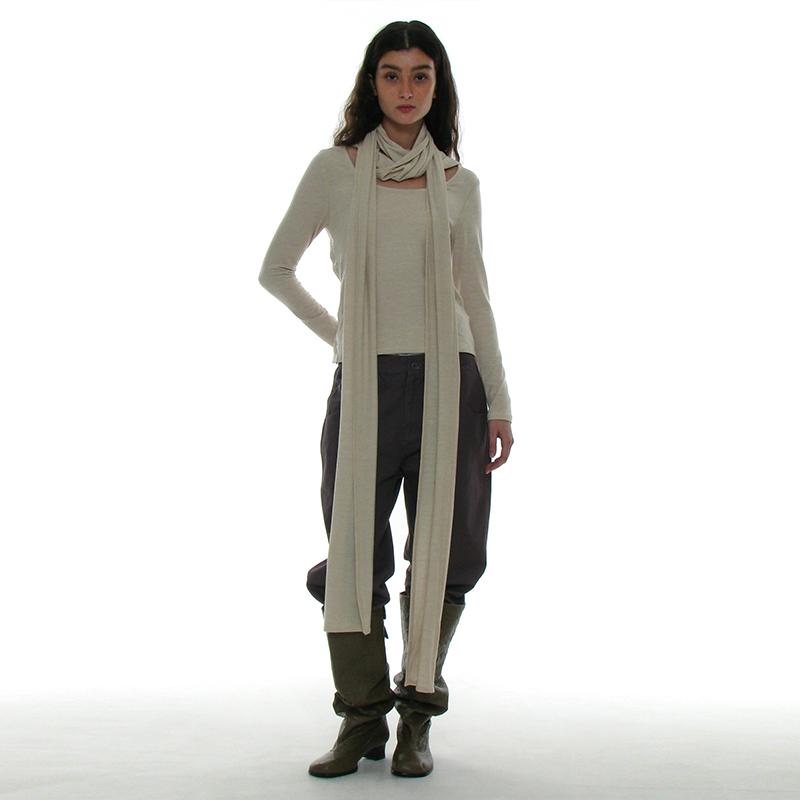 垂感飘带天丝羊毛针织衫圆领