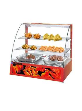 2层红色保温展示柜商用台式弧形热饮熟食蛋挞炸鸡汉堡食品恒温