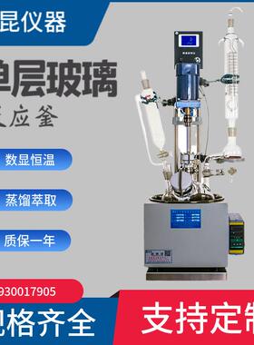 单层玻璃反应釜玻璃反应器电加热反应釜F-2L
