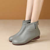 中老年女鞋 高档真皮妈妈皮靴鞋 女冬加绒靴子女士短靴软底防滑皮鞋