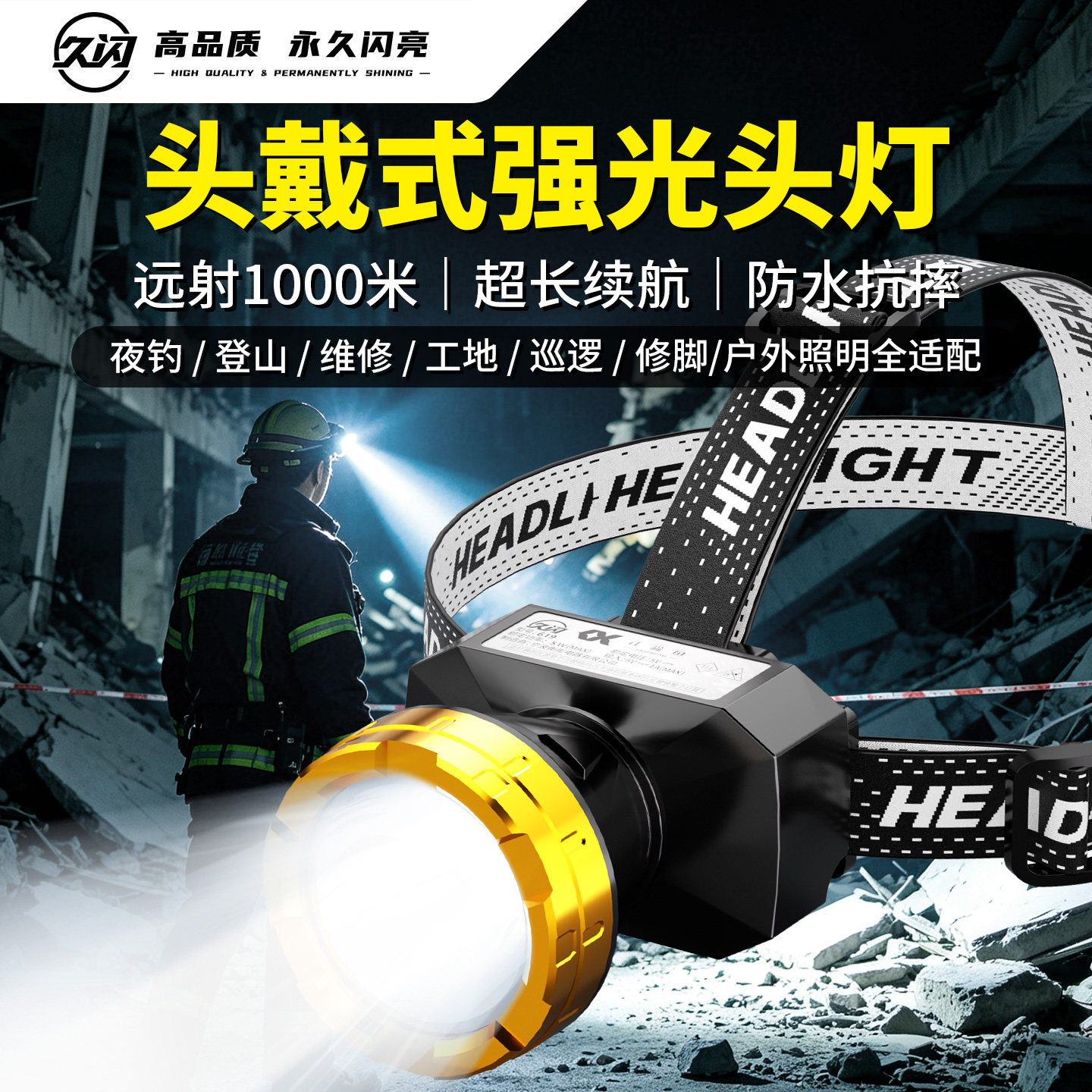头戴式强光头灯2026新款强光超亮超长续航100小时充电头戴式照明