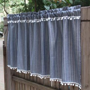 棉麻布艺双面门帘半帘厨房卫生间卧室布帘隔断帘子定制