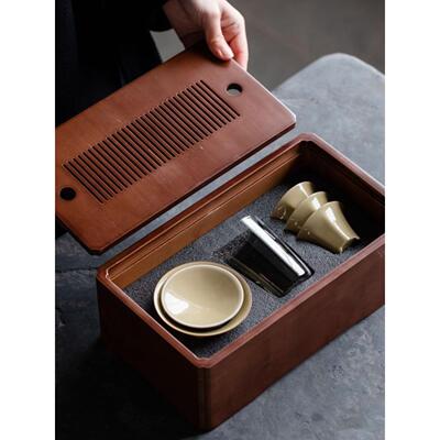 若木居鼎窑黄旅行八方来彩茶具陶瓷功夫茶具覆古礼品外卖套装