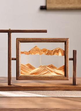 异丽新中式实木沙漏流沙画 画摆件办公室客厅高级感装饰品乔迁礼