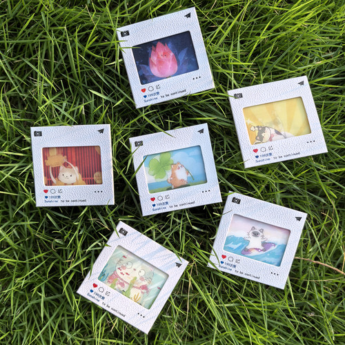 好运招财变化光栅卡祝贺原创意猫动态装饰钥匙扣小挂件送礼物四叶