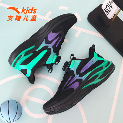 安踏儿童赤焰运动跑步鞋2025新款童鞋男旋转纽扣男款跑鞋鞋子