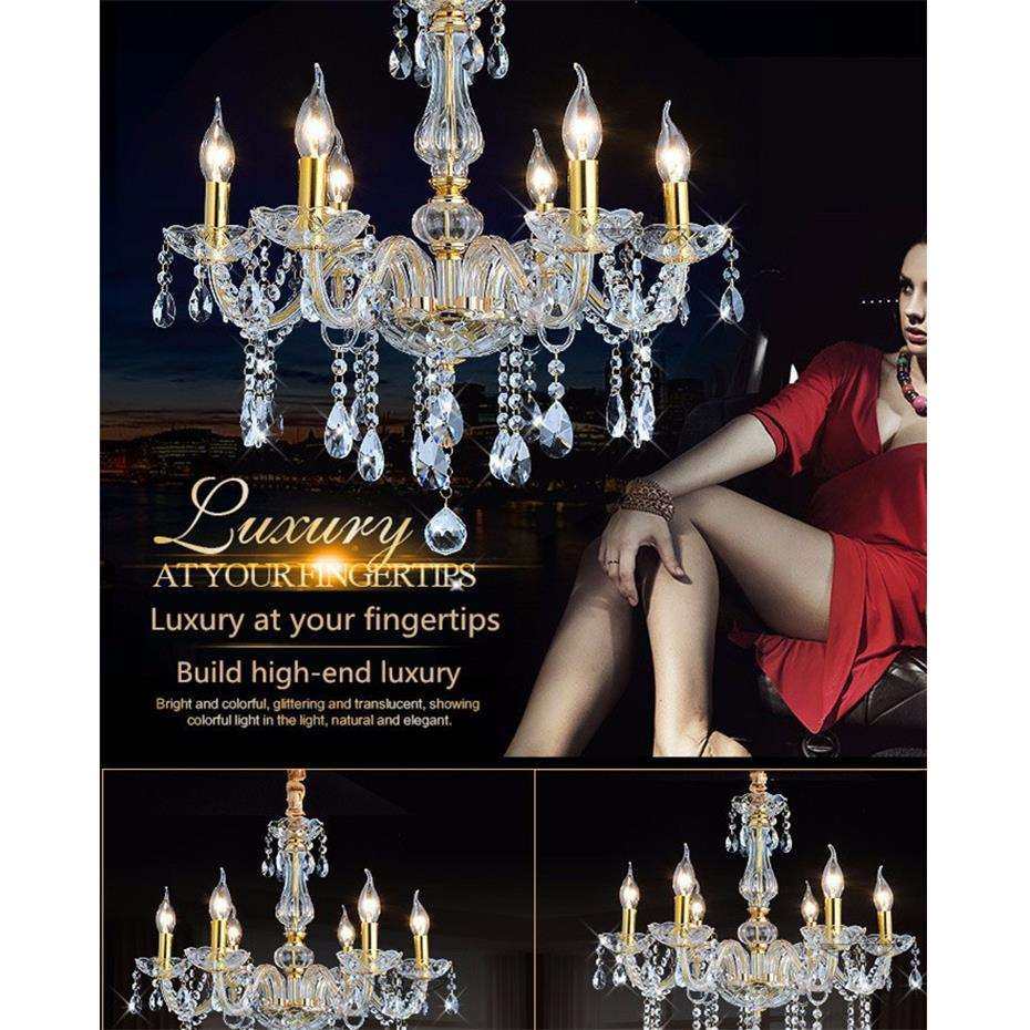 双层简约现代金色蜡烛灯led欧式水晶吊灯 大厅客厅酒店工程6头8头