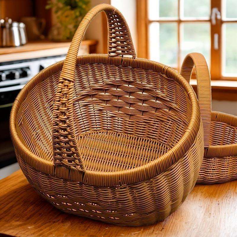 手工仿藤家用编织水果篮篮子购物篮提篮鸡蛋手提菜篮收纳仿藤编