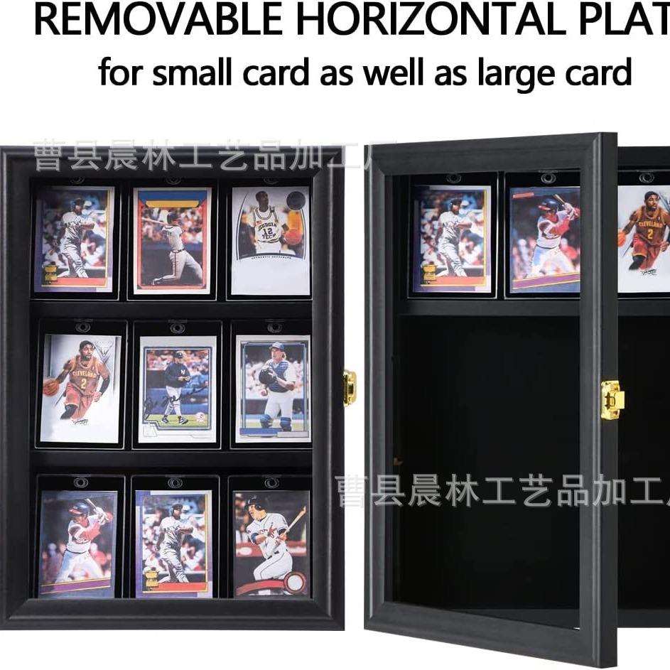 跨境木质球星卡片收纳盒壁挂式墙上球星卡片存储盒木制透明收藏盒