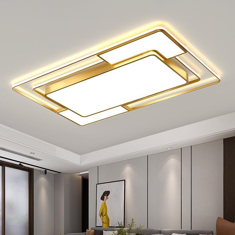 现代简约客厅灯卧室房间主人房led灯样板房别墅大气创意金色顶灯
