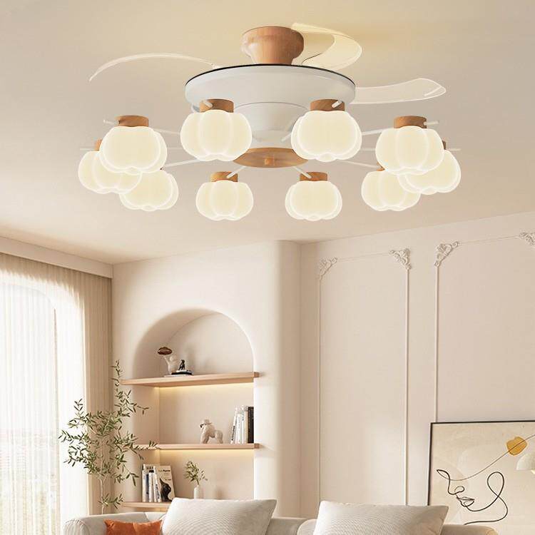 客厅吊灯风扇灯中古风美式乡村简约客厅主灯法式奶油风餐厅吊扇灯