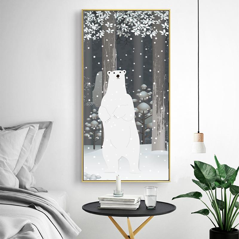 北欧风格现代简约麋鹿装饰画客厅挂画沙发背景北极熊墙壁画玄关画