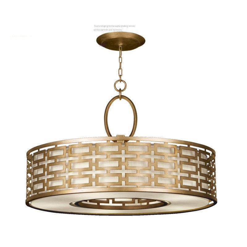 美式乡村吊灯客厅全铜吸顶灯新中式简约卧室餐厅灯简欧圆形