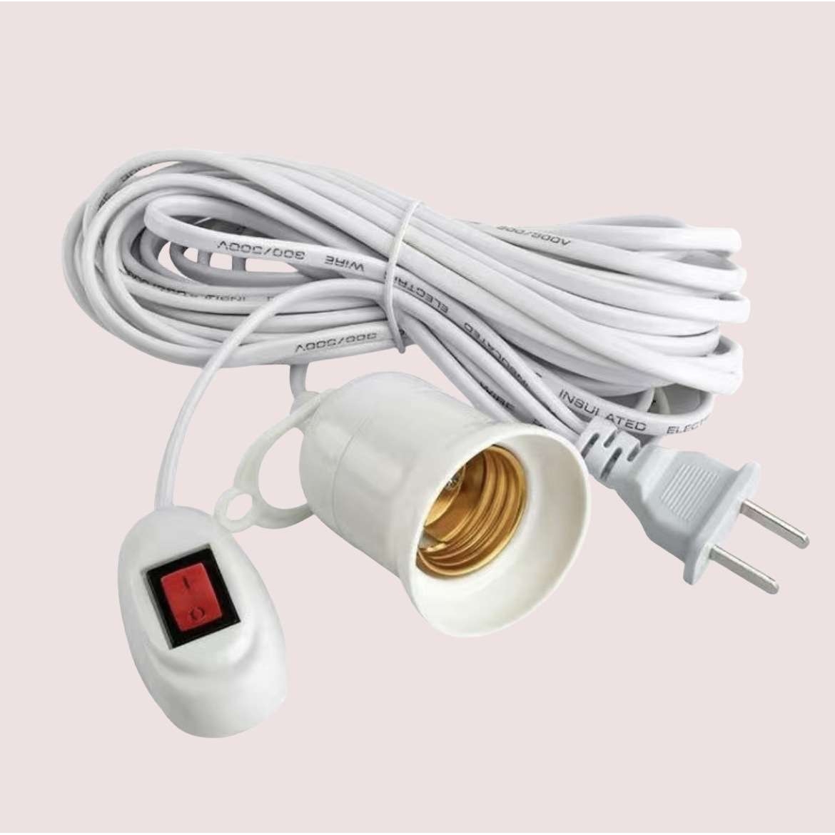 家用E27螺口灯头线LED电灯泡吊悬挂式灯座线带开关插头线3米-8米