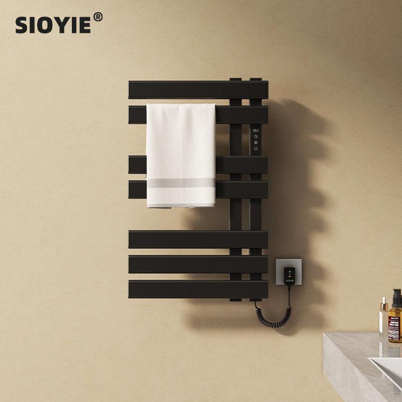 电热毛巾架家用浴室卫生间智能碳纤维加热恒温烘干R530黑色右出线