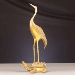 杨铜记 铜仙鹤 龟鹤延年 家居店铺铜摆件 铜龟鹤 单鹤踩龟