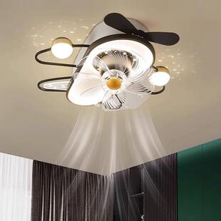 儿童房风扇灯一体卧室灯吸顶灯全光谱护眼飞机男孩房间灯现代简约