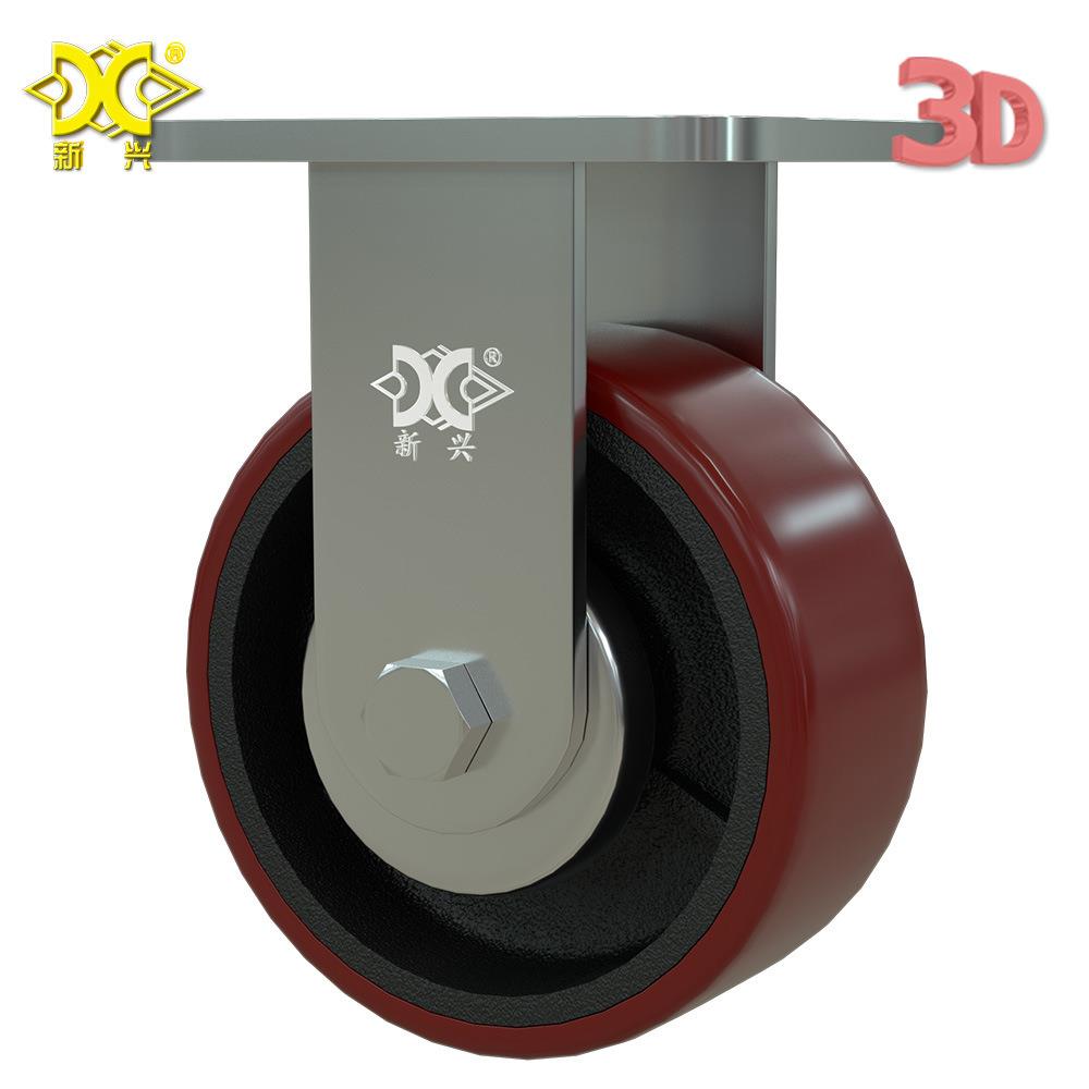 脚轮工厂直供 重型5寸铸铁PU定向脚轮搬运货架仓储车轮工业脚轮