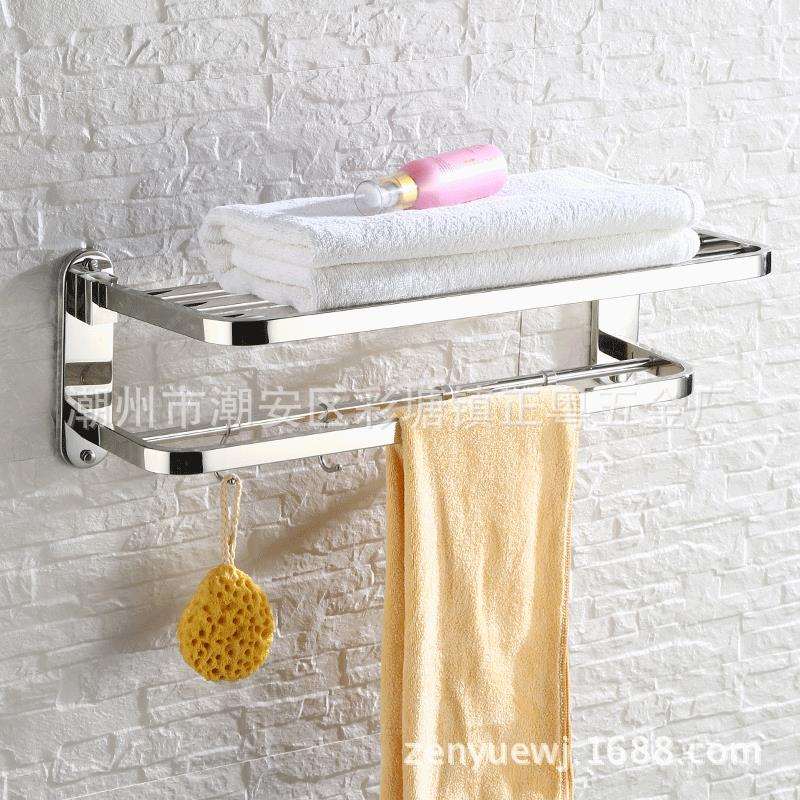 厂价直销 畅销新款304不锈钢高档活动带钩方管折叠毛巾架浴巾架